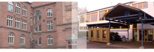 Foto: Außenansichten zweier Schulgebäude.
